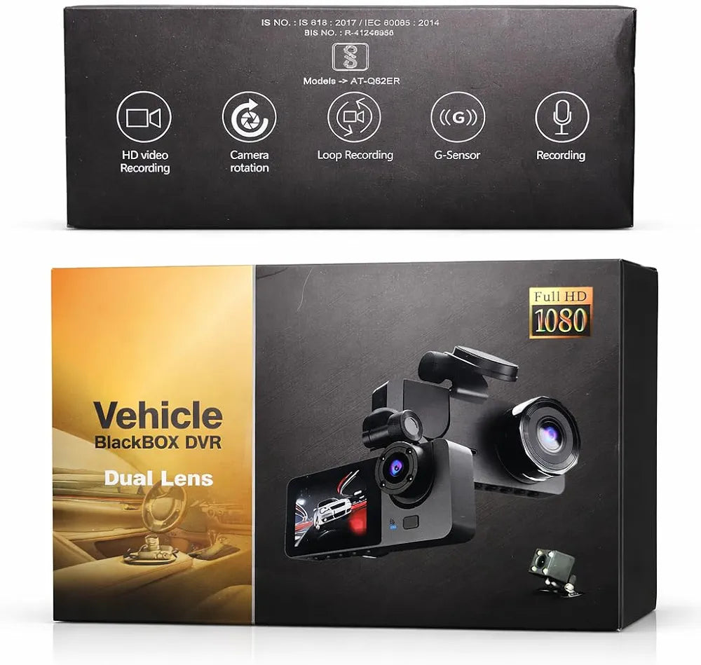 Triple Dash Camera Front, Cabin & Rear 170° Ultra Wide Angle  Night Vision