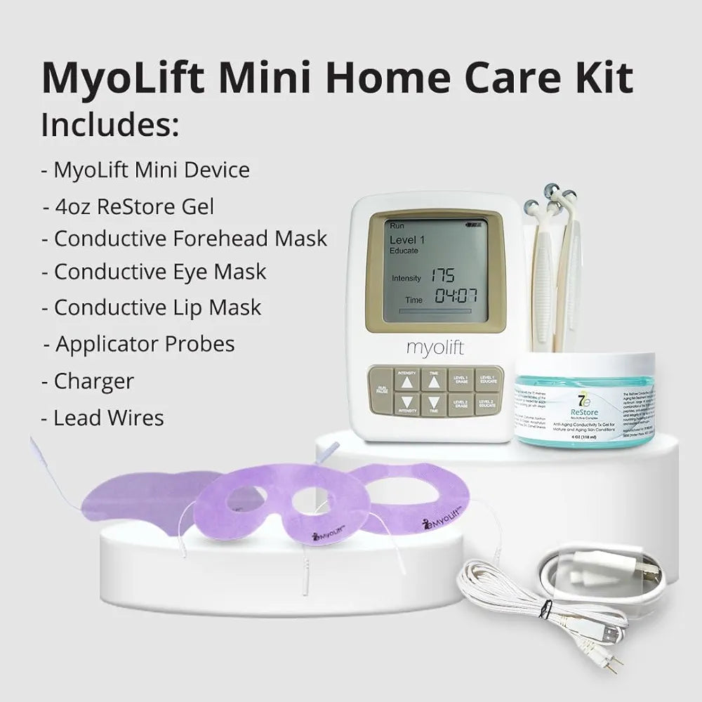 Wellness 7E MyoLift Mini Microcurrent Facial Device - Non-Invasive Face Lift, Facial Skin Care Products for Anti Aging, Skin Tightening - Esthetician Supplies and Skin Care Tools - Up to 400 Microamps