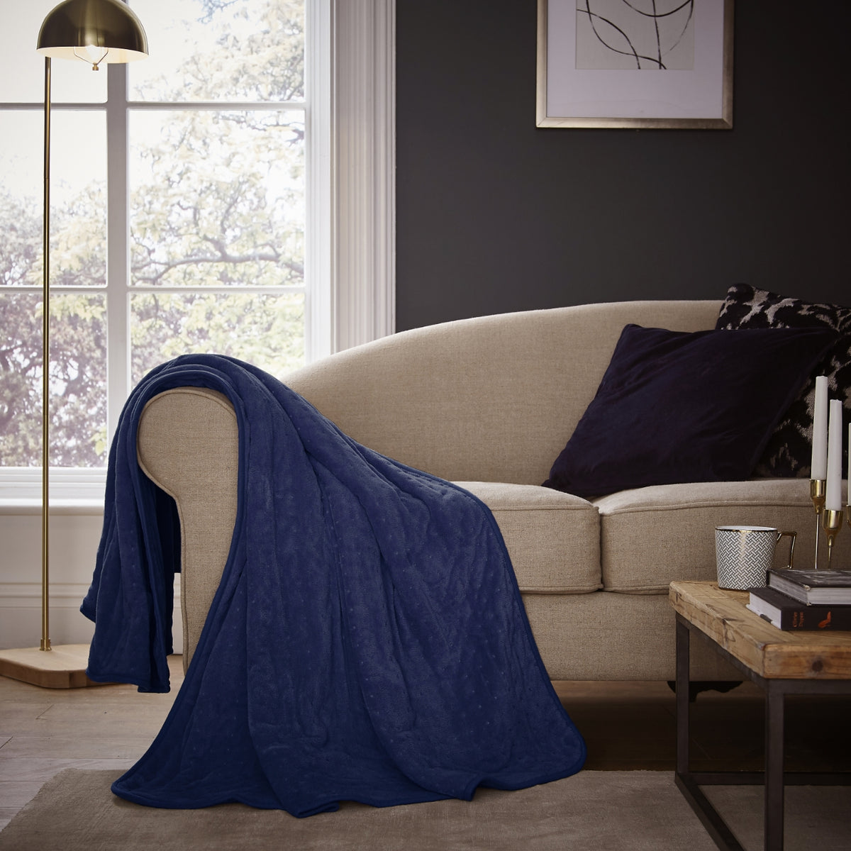 Silentnight Comfort Control Electric Heated Throw - Navy