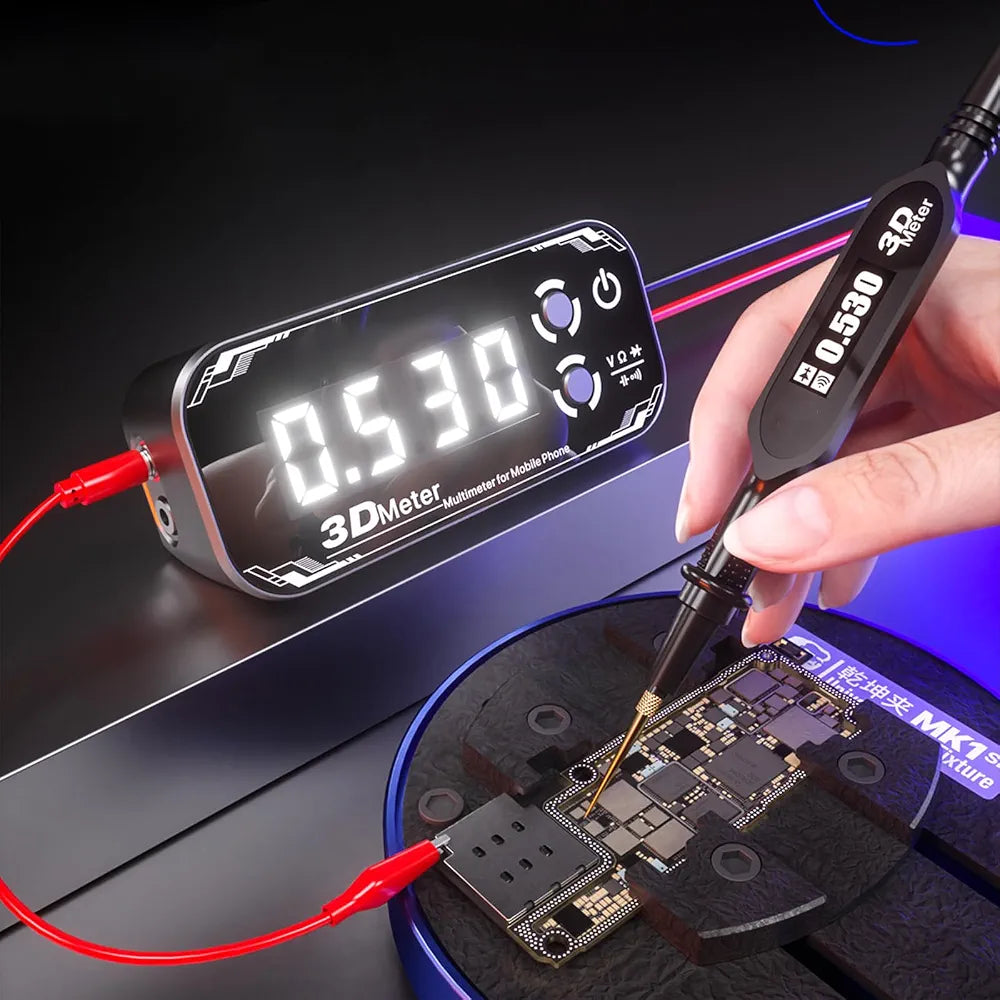 Tripled Screen Digital Multimeter with Voltages Capacitance Resistance Measurement