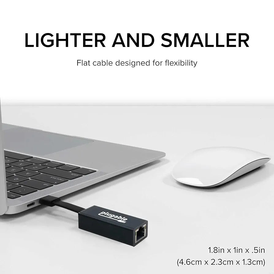 Plugable USB C to Ethernet Adapter, Driverless Fast and Reliable Gigabit Speed, Thunderbolt 3 to Ethernet Adapter Compatible with MacBook Pro, Windows, macOS, iPhone 15, and ChromeOS