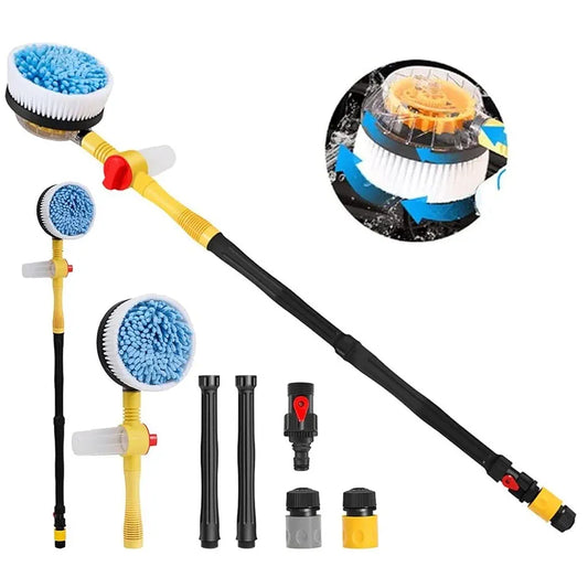 New Auto Rotating Retractable Car Wash Brush, Car Wash Brush with Long Handle, 360° Spin Car Mop Automatically Foams Car Wash Kit, Removable Microfiber Car Cleaning Brush for Car RV Truck Garden
