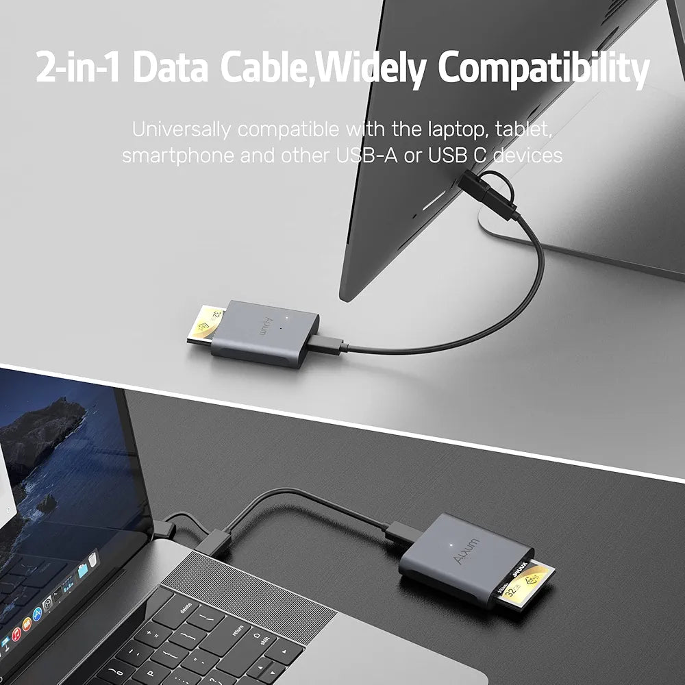 Alxum CFast Card Reader, USB C to CFast 2.0 Card Reader with USB A Adapter, Compatible with Sony, Lexar, Sandisk, Transcend and More