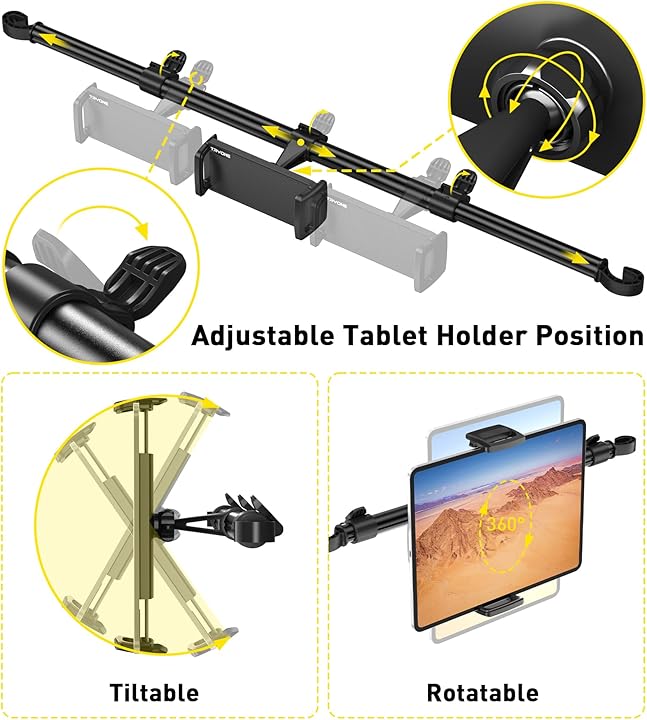 Car Tablet Holder Mount for iPad: Headrest Tablet Stand for Car Back Seat Compatible with iPad Pro Air Mini | Galaxy Tab | Kindle Fire HD | Switch OLED or Other 4.7-13" Devices