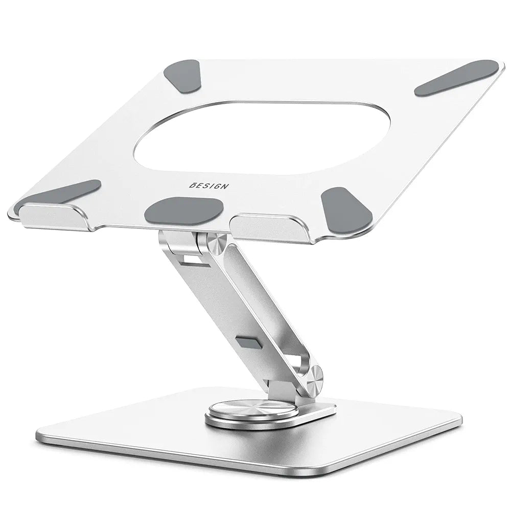 Laptop Stand, 360 Angle Adjustable Rotating Base, Ergonomic Adjustable Laptop Stand, Computer Riser Stand Compatible with Laptops Between 10-15.6" (Silver)