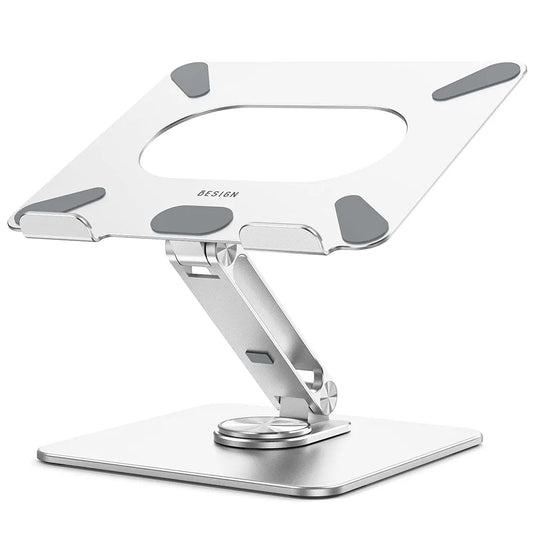 Laptop Stand, 360 Angle Adjustable Rotating Base, Ergonomic Adjustable Laptop Stand, Computer Riser Stand Compatible with Laptops Between 10-15.6" (Silver)