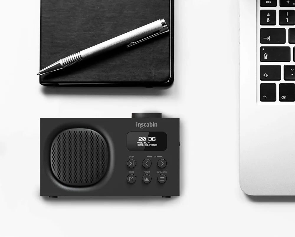 Inscabin P2 Portable DAB/DAB+FM Digital Radio/Bluetooth Portable Wireless Speaker/Nice Design/Dual Alarm Clock (Black)