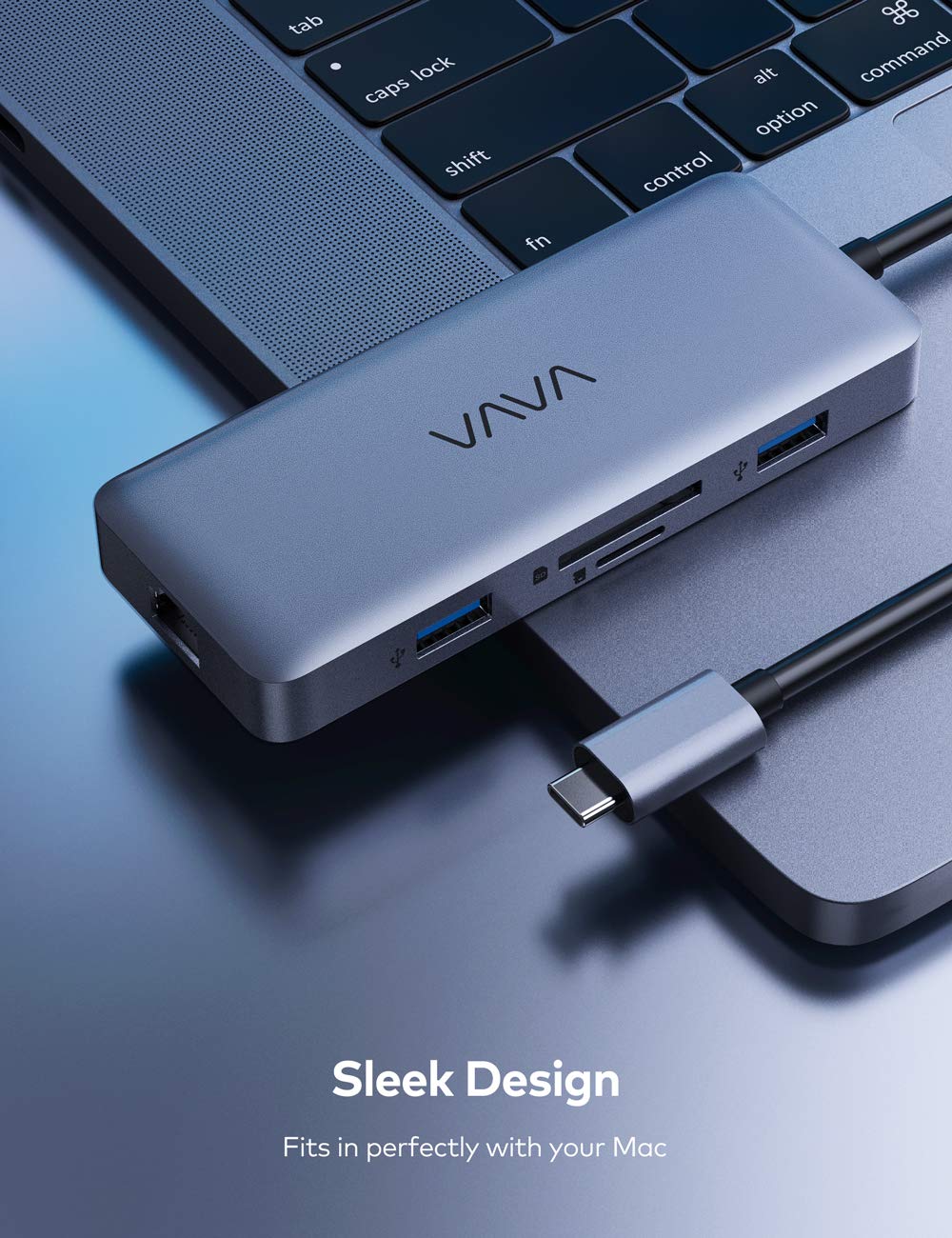 VAVA 8-in-1 USB-C Hub
Model: VA-UC010 4k UHD HDMI® output
High resolution USB C to HDMI® adapter
Fast data transfer USB C dock