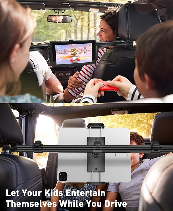 Car Tablet Holder Mount for iPad: Headrest Tablet Stand for Car Back Seat Compatible with iPad Pro Air Mini | Galaxy Tab | Kindle Fire HD | Switch OLED or Other 4.7-13" Devices