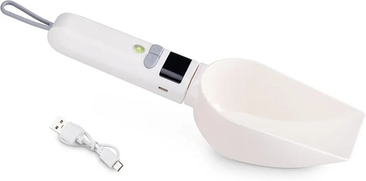 Navaris Digital Food Measuring Scoop - Electronic Scale Spoon for Kitchen, Dog Food, Cat Food, Pet Food - 250 ml / 250 g / 8.5 oz Cup USB Rechargeable
