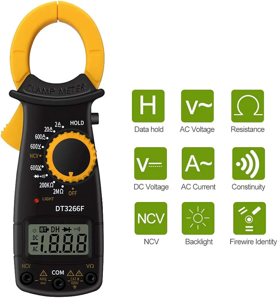 Digital Clamp Meter Multimeter Handheld AC DC Voltage Current Voltmeter Diode Resistance Non-contact Fire Wire Identification