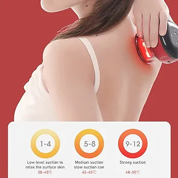 Electronic Cupping Therapy, Intelligent Electric Cupping Massager Guasha Device for Pain Relief, Cupping Device Massager for Back Body (12 Files Red)