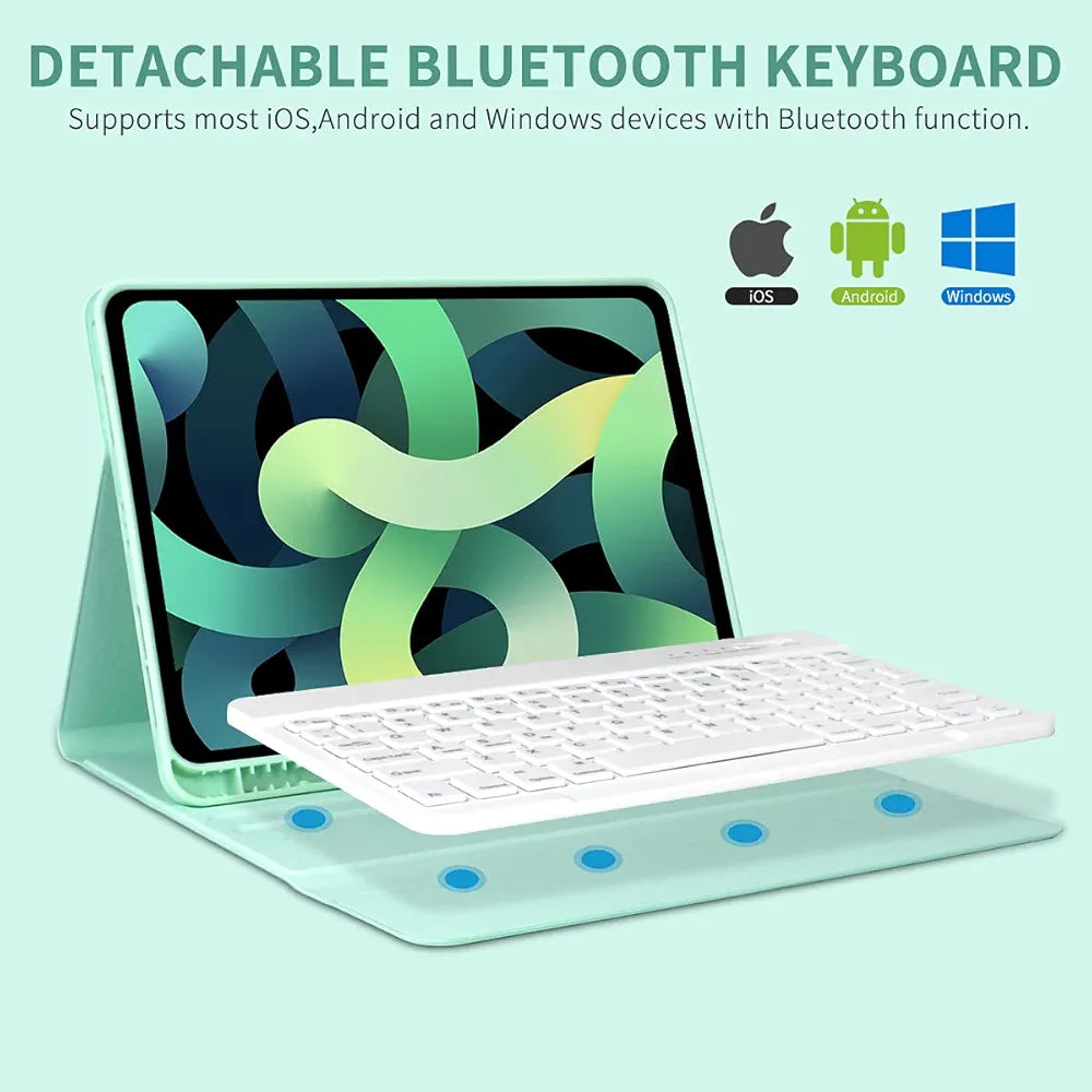 Keyboard Case for iPad Air 11 inch (M3 2025 / M2 2024) & iPad Pro 11 inch (4th/3rd/2nd/1st) Gen - Magnetic Detachable Bluetooth Keyboard with Pencil Holder for 10.9" iPad Air 4th/5th Gen (Green)