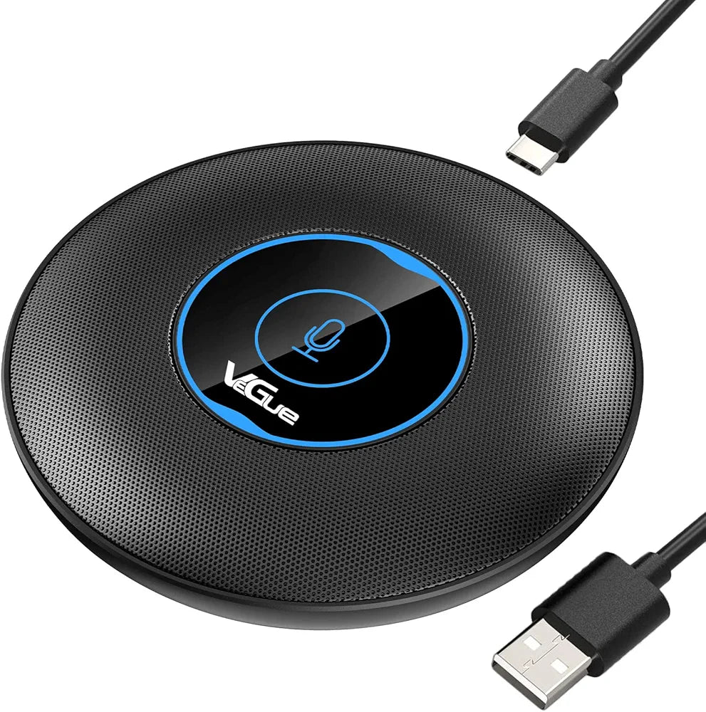 VeGue USB Conference Microphone, 360°Omnidirectional Computer laptop PC Mic with Mute Button, Plug & Play Compatible with Mac OS Windows for Zoom Meetings, Video Conference, Online Class, Skype, VD60