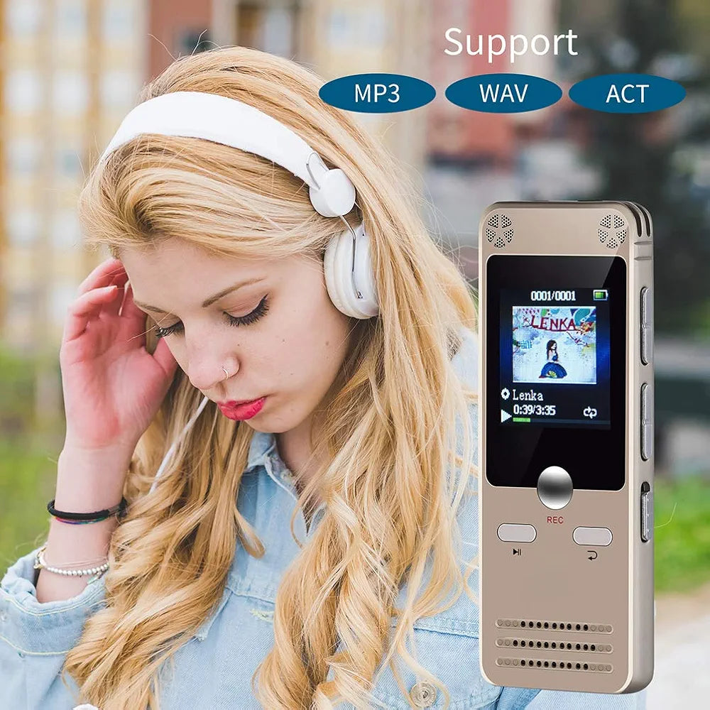 Digital Voice Recorder Mini Digital Sound Audio Recorder Dictaphone with Dual USB for Lectures, Meetings, Class, and More. Rechargeable, Support 15 Hours Continuous