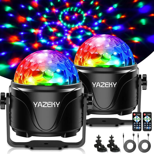 Set of 2 USB Disco Ball Lights for Parties, 360° Rotating DJ 7RGB Light, Disco Disco Ball Light for Car, DJ, KTV, Party, Bar, Christmas (2 Pieces)