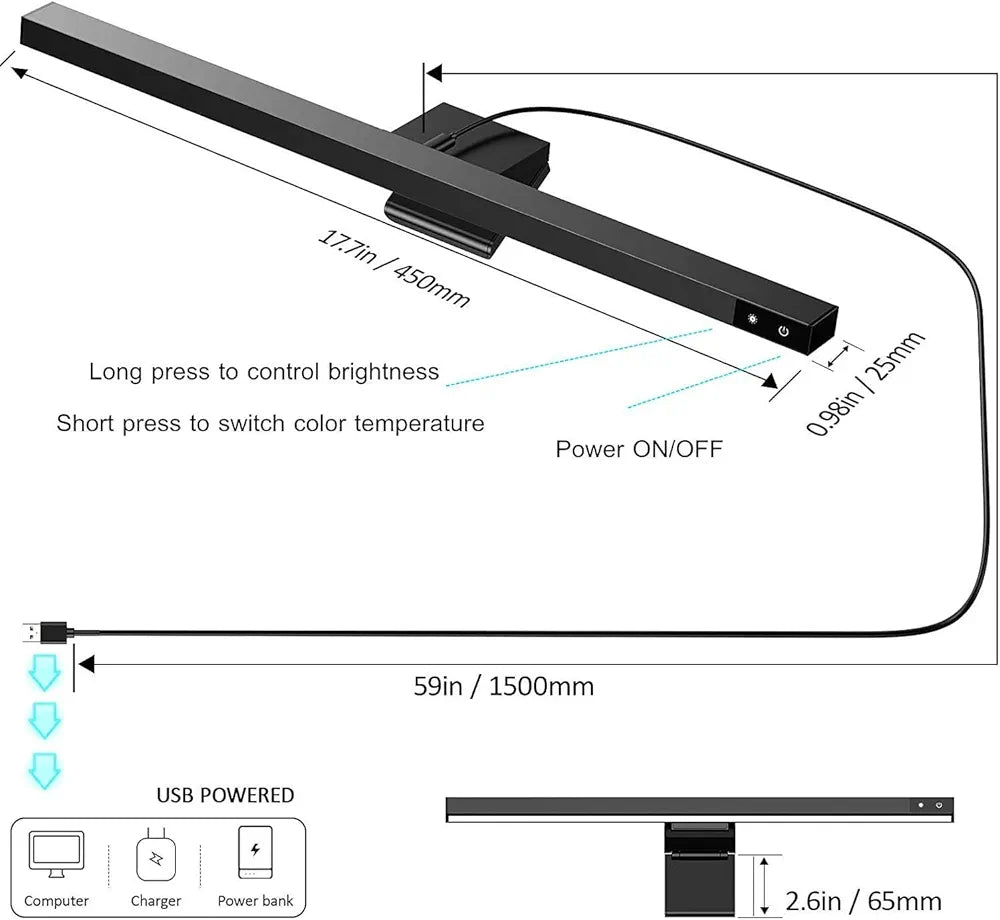 Usams Usual Series Computer Screen Lamp 3 modes of colour temperature lamp stepless dimming Asymmetric light source