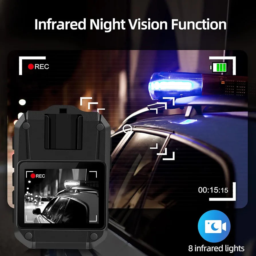 CAMMHD 1296P Body Cam, Body Worn Camera, Waterproof Police Camera with 2 Inch Display,170° Wide Angle,HD Night Vision Professional Portable Chest Recorder
