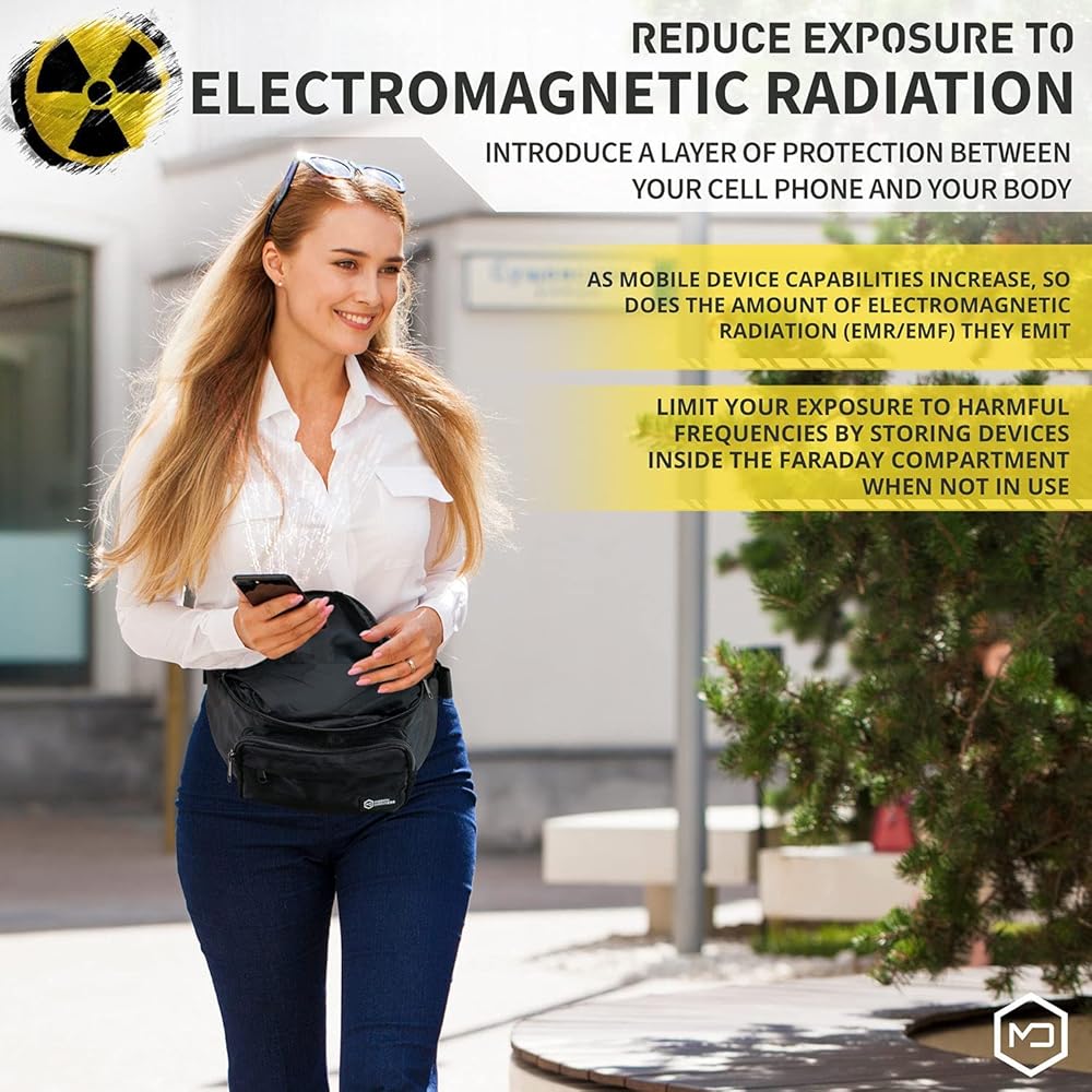 Mission Darkness FreeRoam Faraday Belt Bag // Fanny Pack Travel Sling with RF/EMF Shielding Liner. Signal Blocking Anti-tracking Data Privacy Mobile Device Security. Fits Cell Phones + Accessories