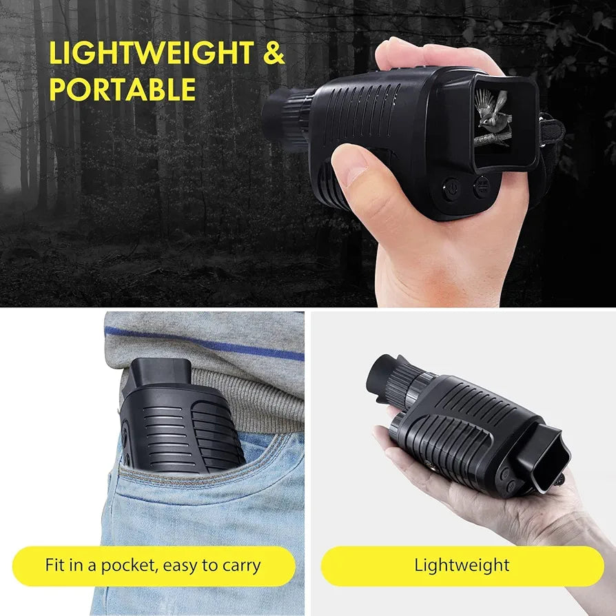 Digital Night Vision Monocular for 100% Darkness, 1080p Full HD Photo & Video Night Vision Goggles Portable Infrared Night Vision for Day & Night Hunting, Camping, Surveillance with 32GB Card