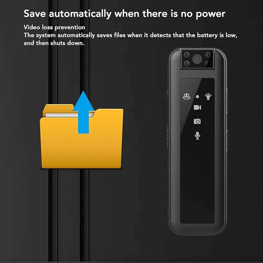 Wearable Body Camera, Mini Video Recorder with Night Vision, 1080P 180° Rotatable Lens Portable Video Camera for Walking Riding Outdoor Home