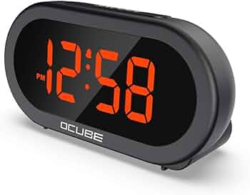Digital Alarm Clock, Bedside Clock with 5 Optional Alarm Sounds, 0-100% Dimmer, Adjustable Alarm Volume, Easy to Use, USB Charger, Big Digit Display, Snooze, 12/24Hr, Mains Powered(Black)
