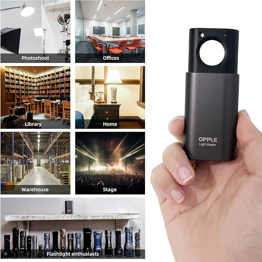 Light Master 4 Light Meter, Digital Light Meter Light Lux Meter Illuminometer Motion Sensor Bluetooth APP LED Lighting Sensor Tester for CCT CRI Flicker DUV Measurement Rechargeable with Type-C