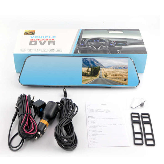 Vehicle Blackbox Dvr 4.3″ Touch Screen Auto Digital Video Recorder G-Shock Night Vision FHD 1080P Car Mirror Camera Dashcam Dual Lens Parking Monitor