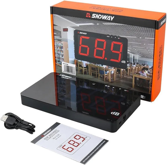 SNDWAY SW-525B Digital Sound Level Meter 30~130db Large Screen Display Wall Type Noise Meter Decibel Restaurant Bar Indoor/Office/bar