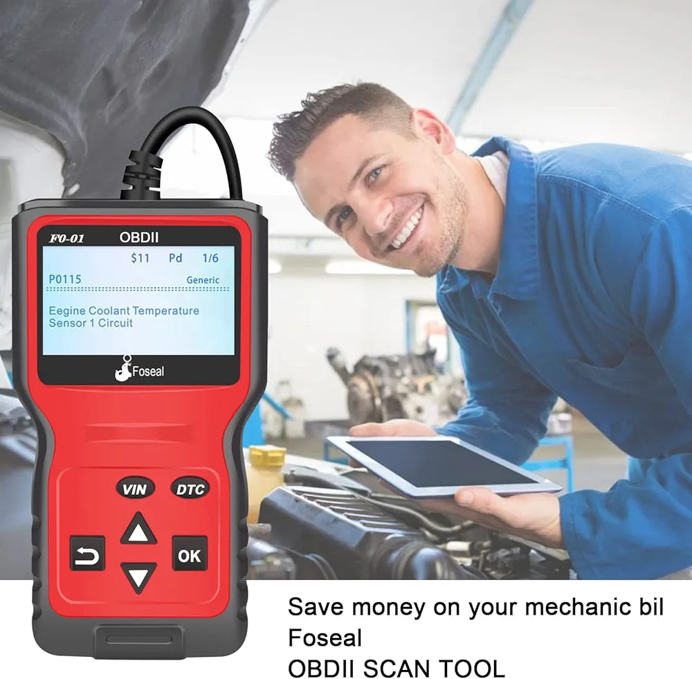 Foseal Wired Car OBD2 Scanner,Plug and Play Code Reader, Car Diagnostic Tool for OBDII Protocol Vehicles Since 1996