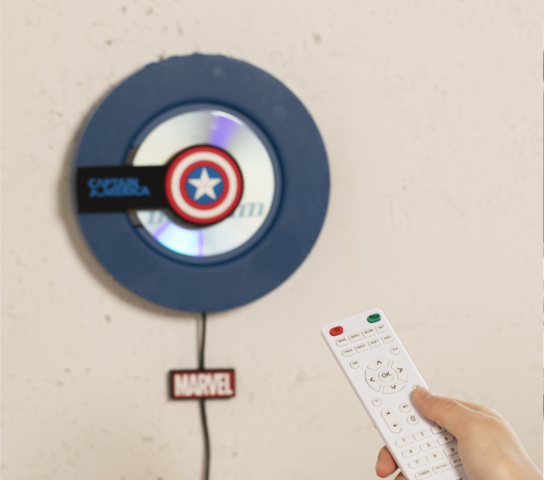 Marvel Captain America Portable CD/DVD Player – Wall Mountable Bluetooth Speaker with Remote