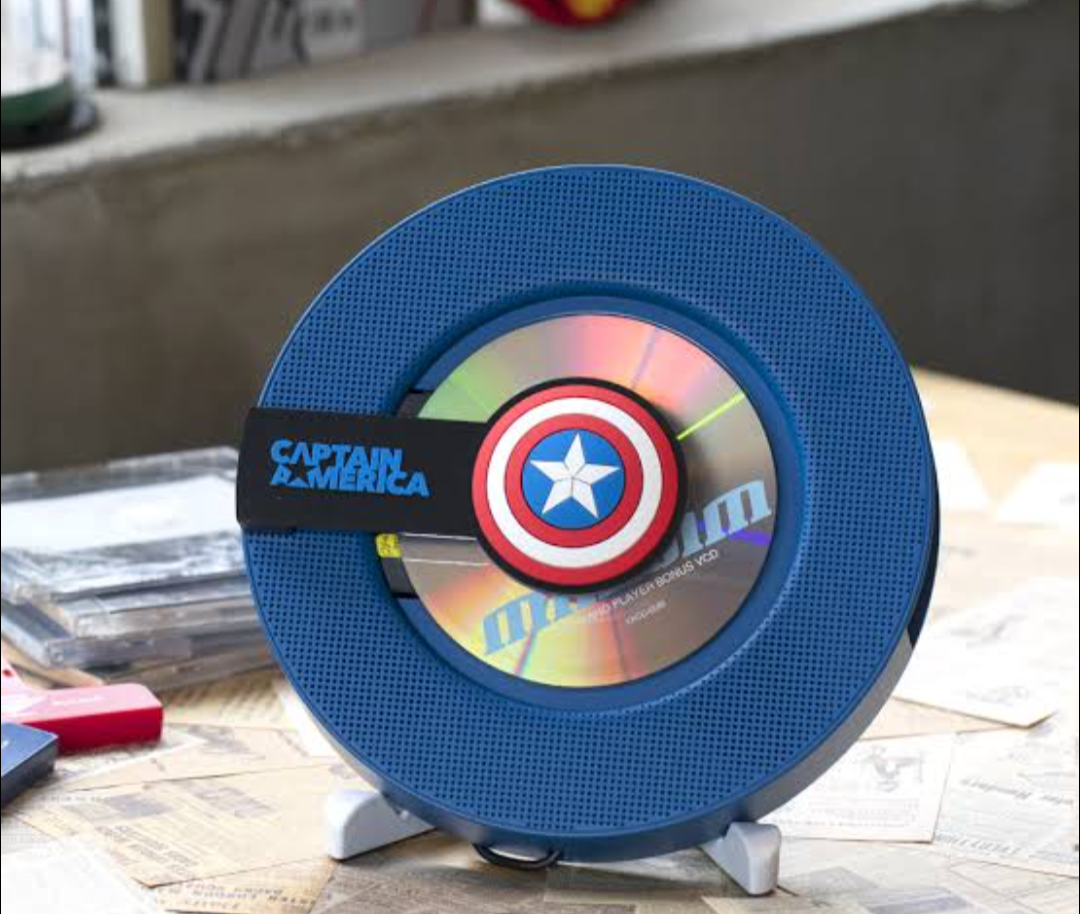 Marvel Captain America Portable CD/DVD Player – Wall Mountable Bluetooth Speaker with Remote