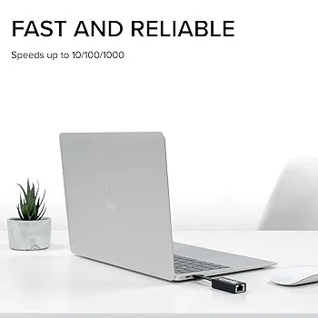 Plugable USB C to Ethernet Adapter, Driverless Fast and Reliable Gigabit Speed, Thunderbolt 3 to Ethernet Adapter Compatible with MacBook Pro, Windows, macOS, iPhone 15, and ChromeOS