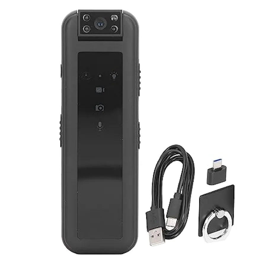 Wearable Body Camera, Mini Video Recorder with Night Vision, 1080P 180° Rotatable Lens Portable Video Camera for Walking Riding Outdoor Home