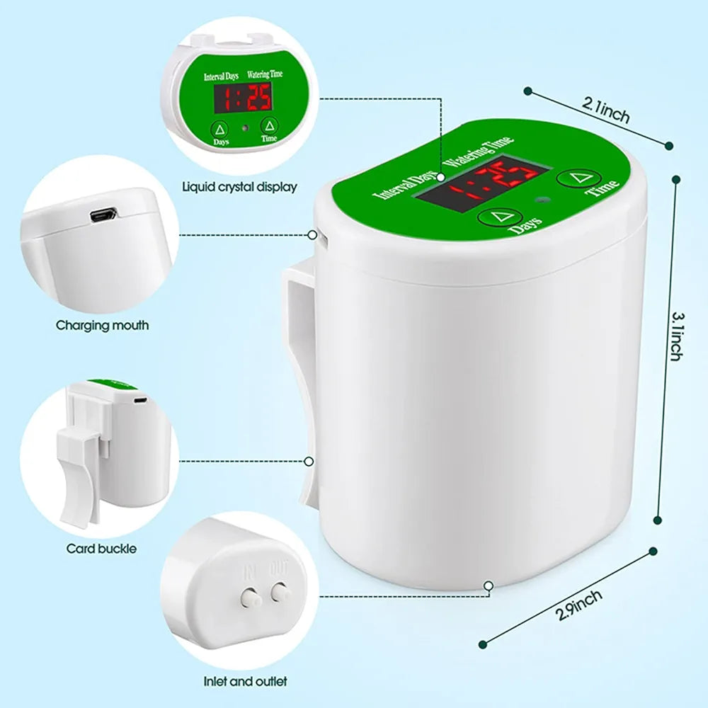 Automatic Watering System Drip Irrigation Kit Intelligent Timing Holiday Plant Watering Devices LED Display & USB Power, Indoor Irrigation System for Potted Plants