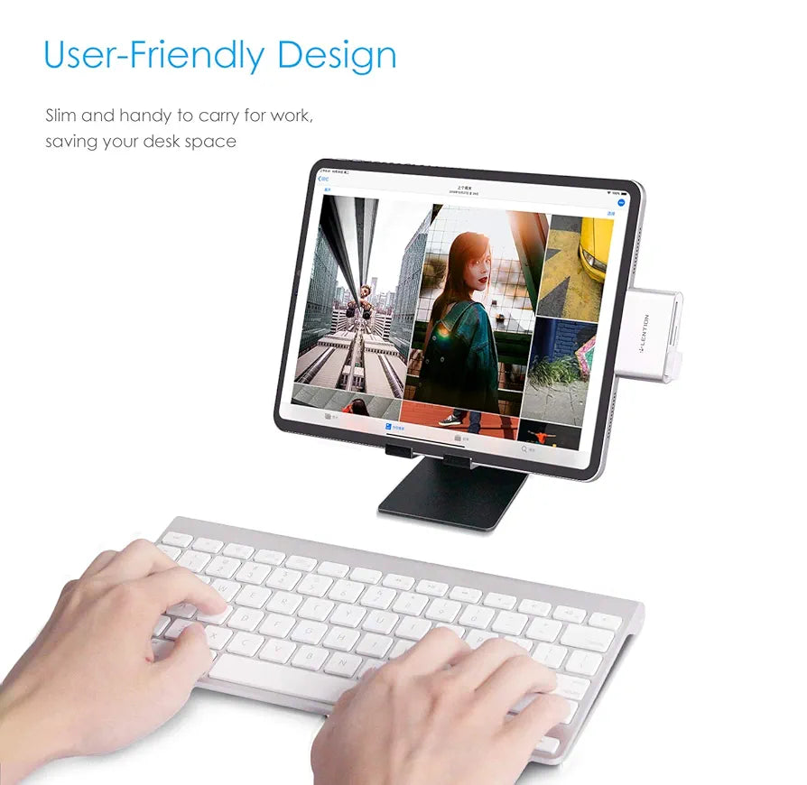 LENTION USB C to SD/Micro SD Card Reader with USB 3.0 Adapter Compatible 2023-2016 MacBook Pro, New iPad Pro/Mac Air, Surface, Phone/Tablet, More, Stable Driver Certified (CB-CS15, Silver)