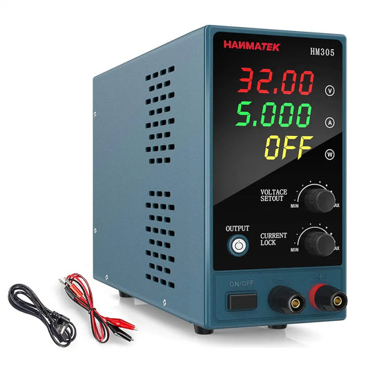 HANMATEK Adjustable DC Power Supply (0-30 V 0-5 A) HANMATEK HM305 Mini Variable Switching Digital Bench Power Supply