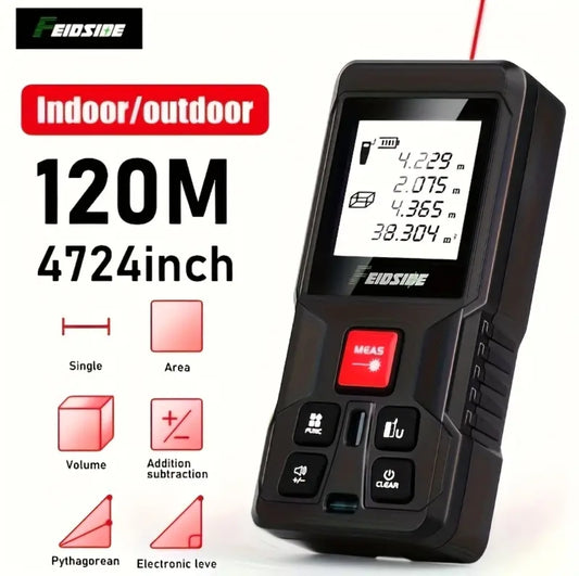 Laser Measure Device, 120m LCD Digital Laser Distance Meter with 2 Bubble Level