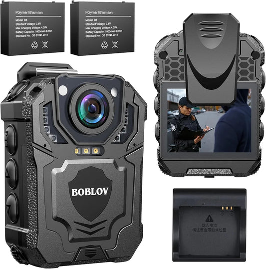 BOBLOV T5 1296P Body Camera with Audio Recording Wearable Police Body Camera for Law Enforcement, Night Vision, Loop Recording, Expand Memory Supported Max 128G
