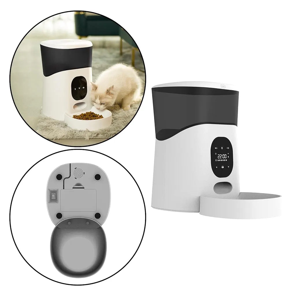 Automatic Pets Feeder Food Dispenser Voice Recorder Button Control