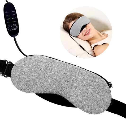 Heated Eye mask - VINDAR Cotton Eye Mask, Warming Night Massage Mask, Electric USB Heated Hot Pads, Adjustable Temperature Control, Designed to Relieve for Blepharitis, Dry, Stress, Puffy Eyes