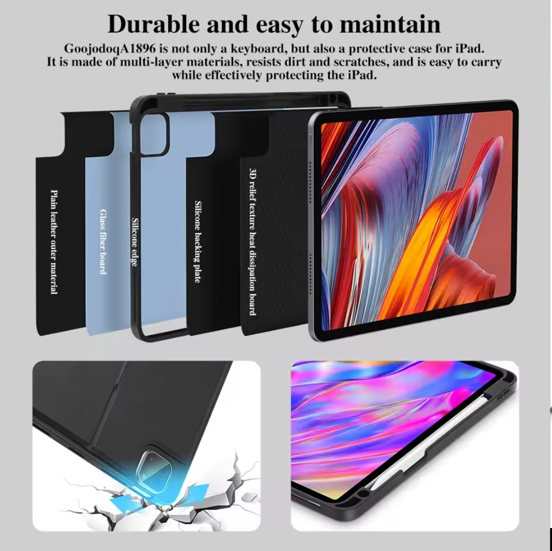 GOOJODOQ Magic Keyboard A1896 Case for iPad Pro 11 iPad Air 5 Air 4 iPad 9th Generation 10.2/10.5 Magnetic Detachable RGB Keyboard