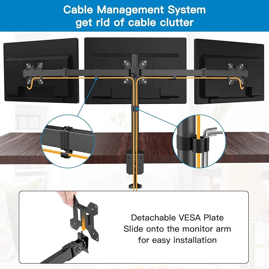 HUANUO Ergonomic Dual Monitor Stand for 13 to 35 Inch Screens, Height Adjustable Monitor Arm Holds up to 22 lbs, Tilt ±45° Swivel 180° Rotate 360°, 2 Mounting Options, VESA 75 & 100 mm
