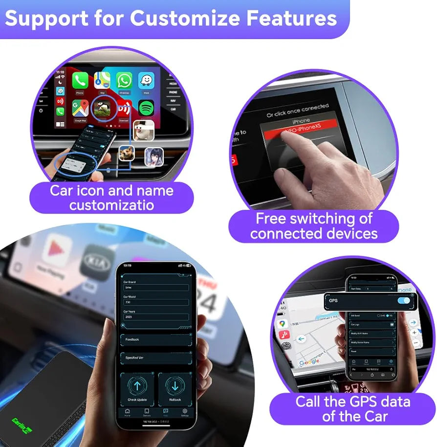 CarlinKit 5.0 Wireless CarPlay Adapter Converts Wired CarPlay to W ireless/Wired Android Auto to W ireless