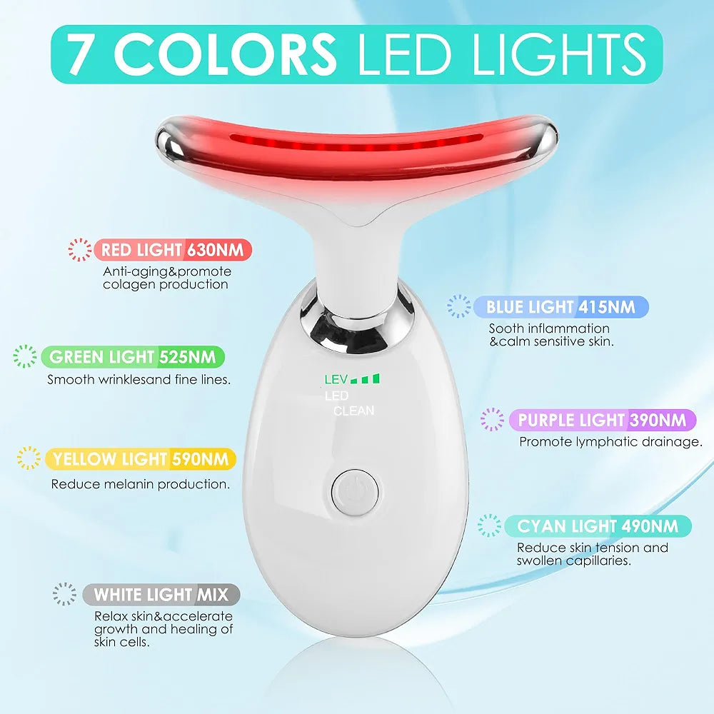 Facial Massager Red-Light-Therapy-for-Face and Neck, Face 𝖲 culpting Wand with 7 Color (Light White)