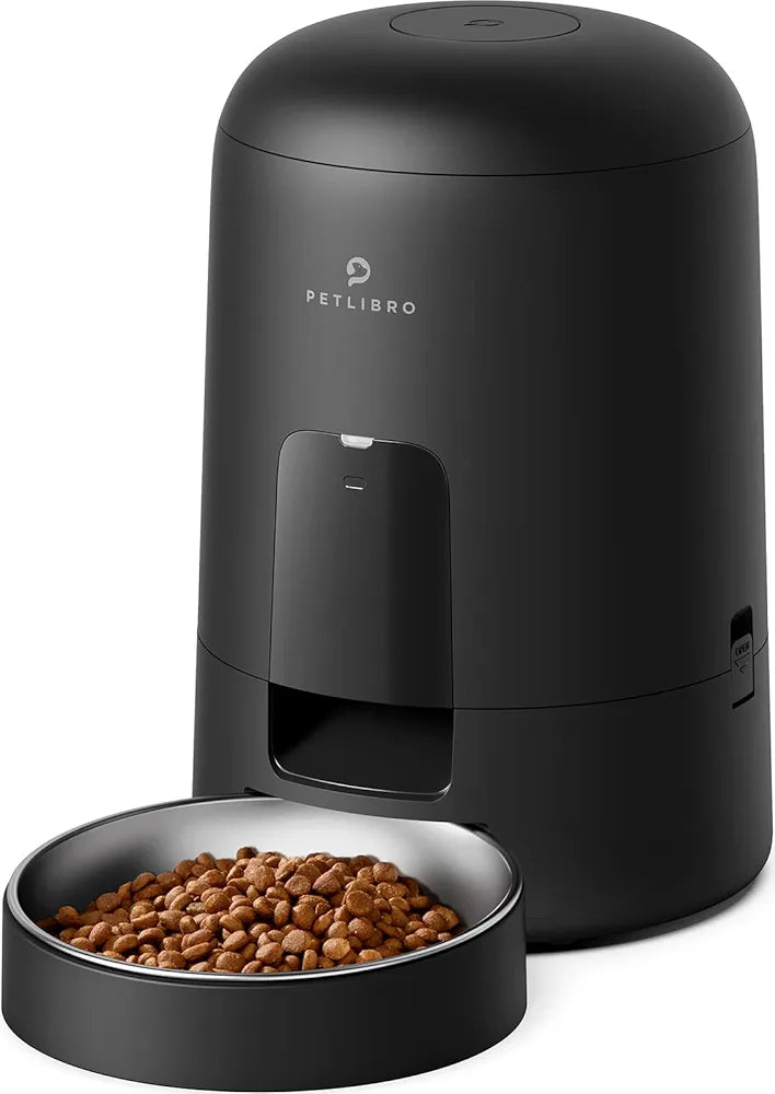 PETLIBRO Automatic Cat Feeder, Battery-operated Automatic Cat Food Dispenser with 180-Day Life, AIR Cordless Timed Pet Feeder for Cat & Dog, 2L Auto Cat Feeder, Black