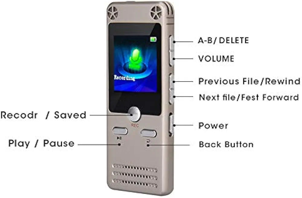 Digital Voice Recorder Mini Digital Sound Audio Recorder Dictaphone with Dual USB for Lectures, Meetings, Class, and More. Rechargeable, Support 15 Hours Continuous