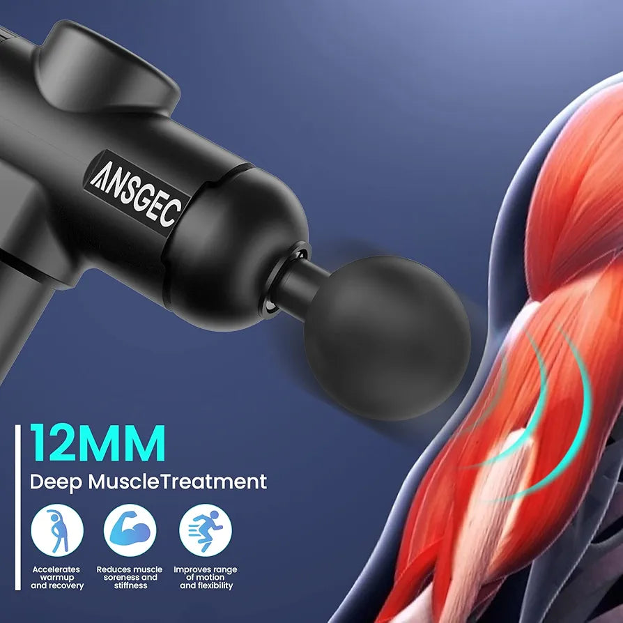 Massage Gun, ANSGEC Deep Tissue 30 Speeds Powerful Muscle Massage Gun Electric Handheld Massagers, Percussion Massager for Muscle, Back, Neck, Body Relief