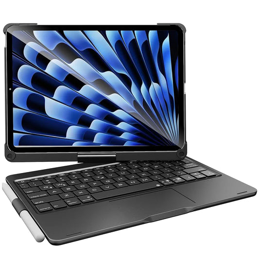 Wireless Keyboard Case for Apple iPad Air 11-inch (M3 2025/M2 2024) & iPad Air 5th/4th & iPad Pro 11 (4th-1st Gen): Rotatable Pencil Holder Multi-Touch Trackpad RGB Backlit Black