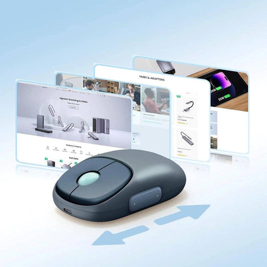 Ugreen MU102 Fun+ Wireless Mouse, Bluetooth/2.4GHz, Adjustable DPI Up To 4000, Rechargeable Battery,